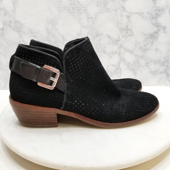 SAM Edelman 5.5 Black Perforated Leather Boots - Picture 3 of 7